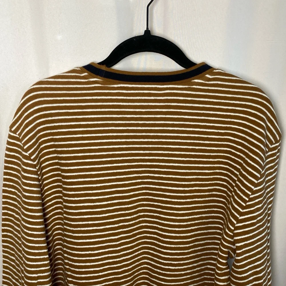 Club Monaco Men's M Slim Striped Tricot Crew Long Sleeve Pullover Knit Sample